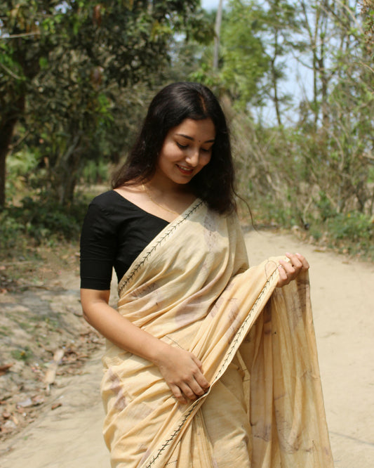 CHITRA - Eco Printed Hand Embroidery Cotton Saree