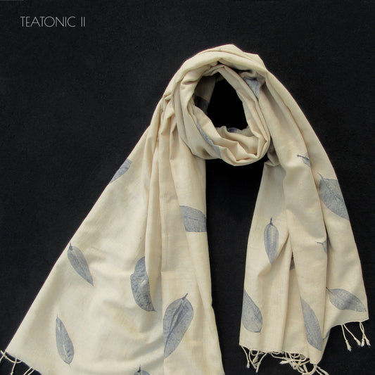 TEATONIC II - Tea Dyed Indigo Printed Cotton Stole