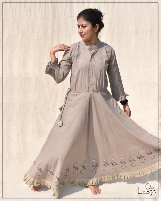 OPENDOOR - Natural Dyed Hand Painted Pure Cotton Long Dress